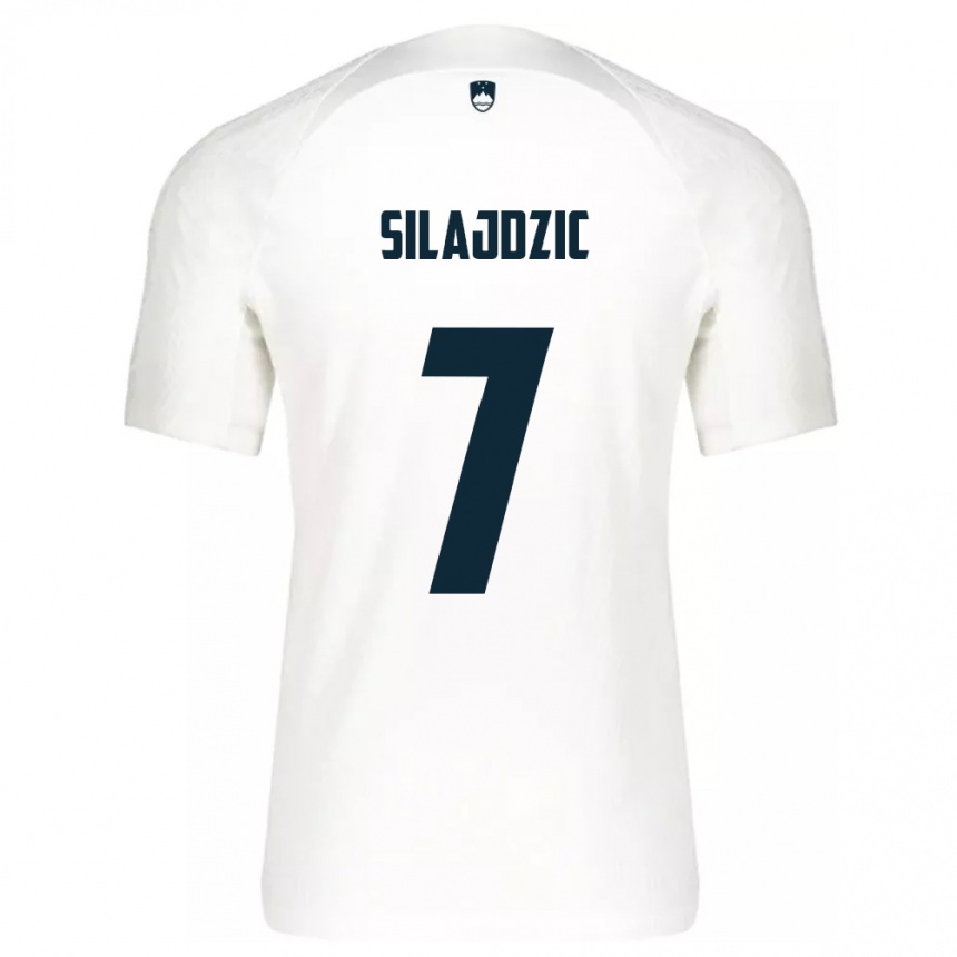 Niño Fútbol Camiseta Eslovenia Riad Silajdzic #7 Blanco 1ª Equipación 24-26 Argentina