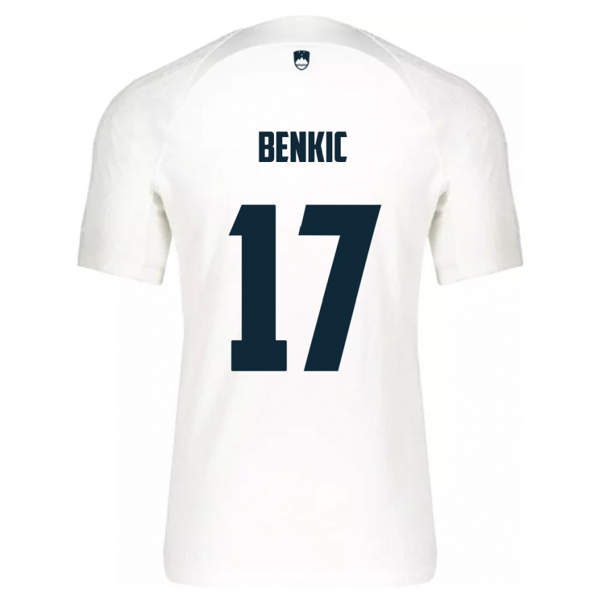 Niño Fútbol Camiseta Eslovenia Kevin Benkic #17 Blanco 1ª Equipación 24-26 Argentina