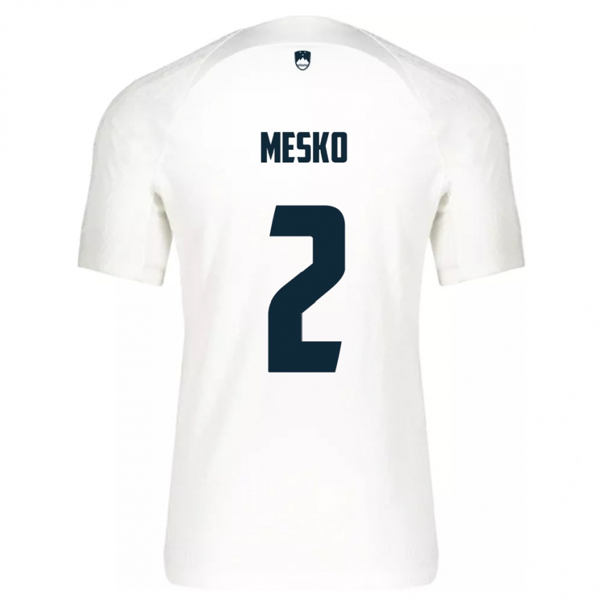 Niño Fútbol Camiseta Eslovenia Zan Mesko #2 Blanco 1ª Equipación 24-26 Argentina