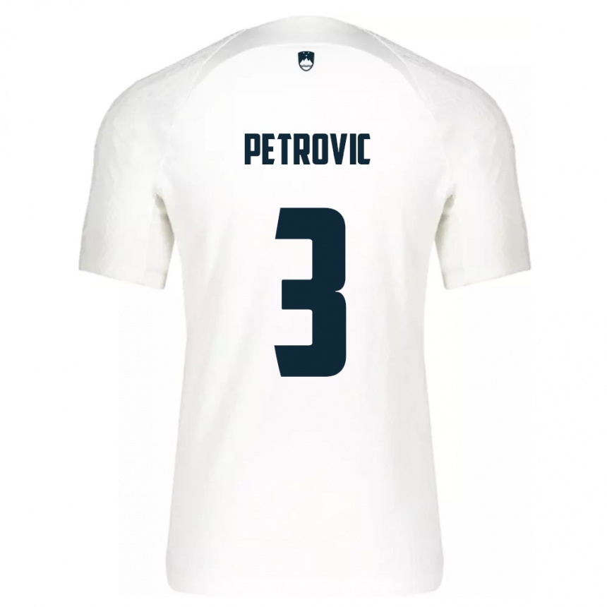 Niño Fútbol Camiseta Eslovenia Zan Petrovic #3 Blanco 1ª Equipación 24-26 Argentina