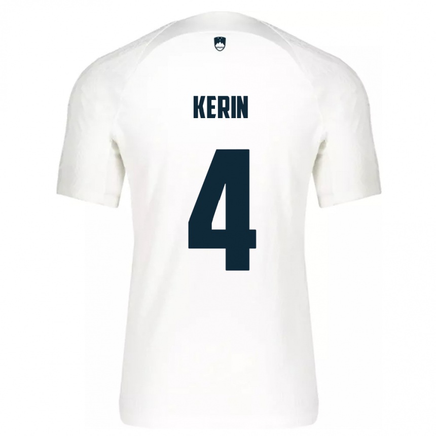 Niño Fútbol Camiseta Eslovenia Mark Kerin #4 Blanco 1ª Equipación 24-26 Argentina