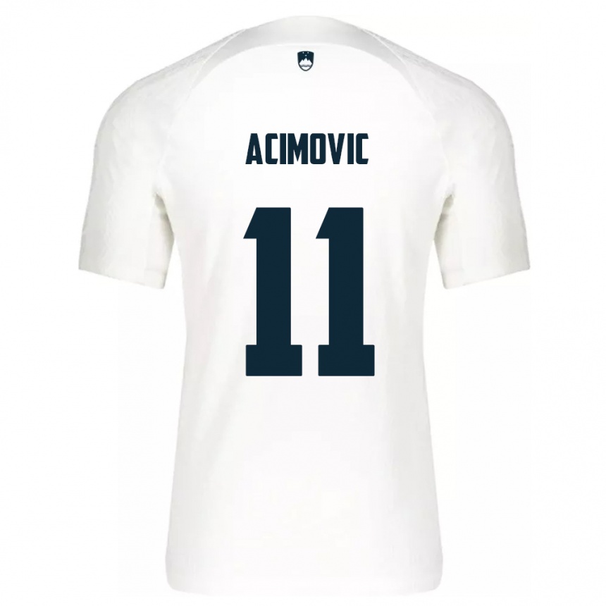 Niño Fútbol Camiseta Eslovenia Mateo Acimovic #11 Blanco 1ª Equipación 24-26 Argentina