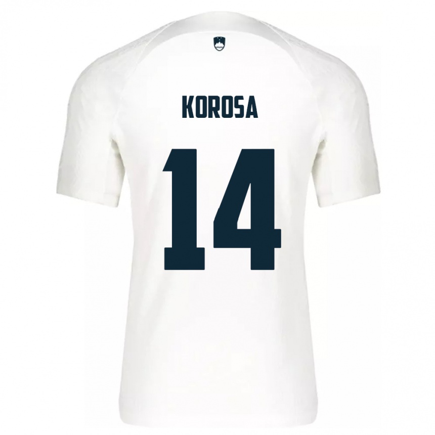 Niño Fútbol Camiseta Eslovenia Anej Koroša #14 Blanco 1ª Equipación 24-26 Argentina