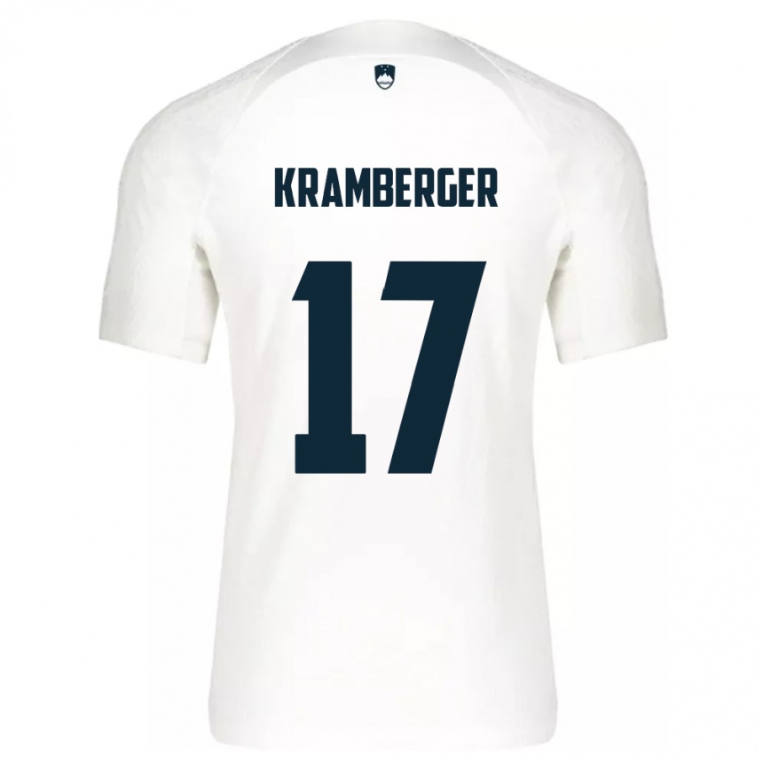 Niño Fútbol Camiseta Eslovenia Enej Kramberger #17 Blanco 1ª Equipación 24-26 Argentina