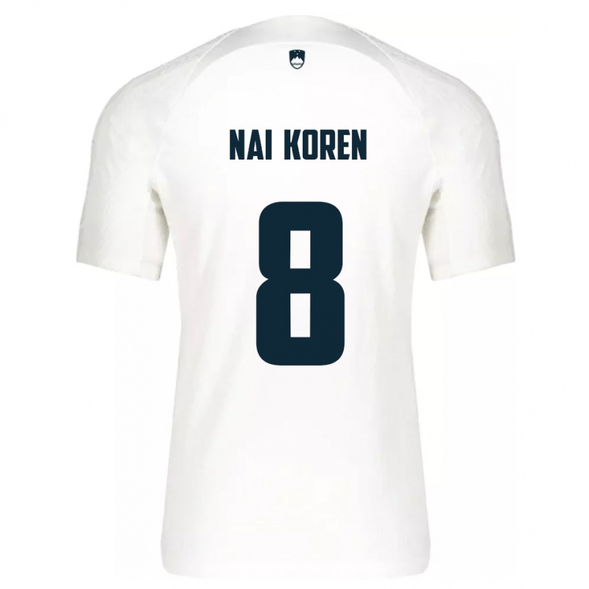 Niño Fútbol Camiseta Eslovenia Tian Nai Koren #8 Blanco 1ª Equipación 24-26 Argentina