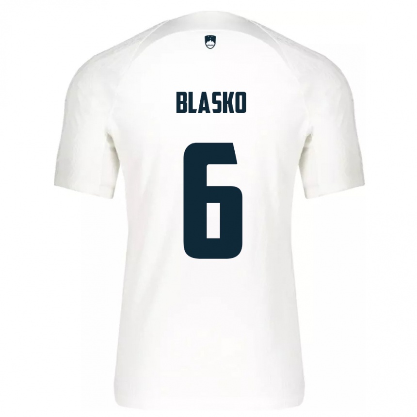 Niño Fútbol Camiseta Eslovenia Svit Blasko #6 Blanco 1ª Equipación 24-26 Argentina