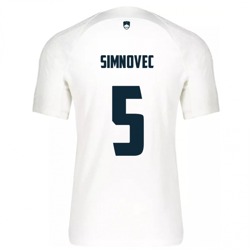 Niño Fútbol Camiseta Eslovenia Matevz Simnovec #5 Blanco 1ª Equipación 24-26 Argentina