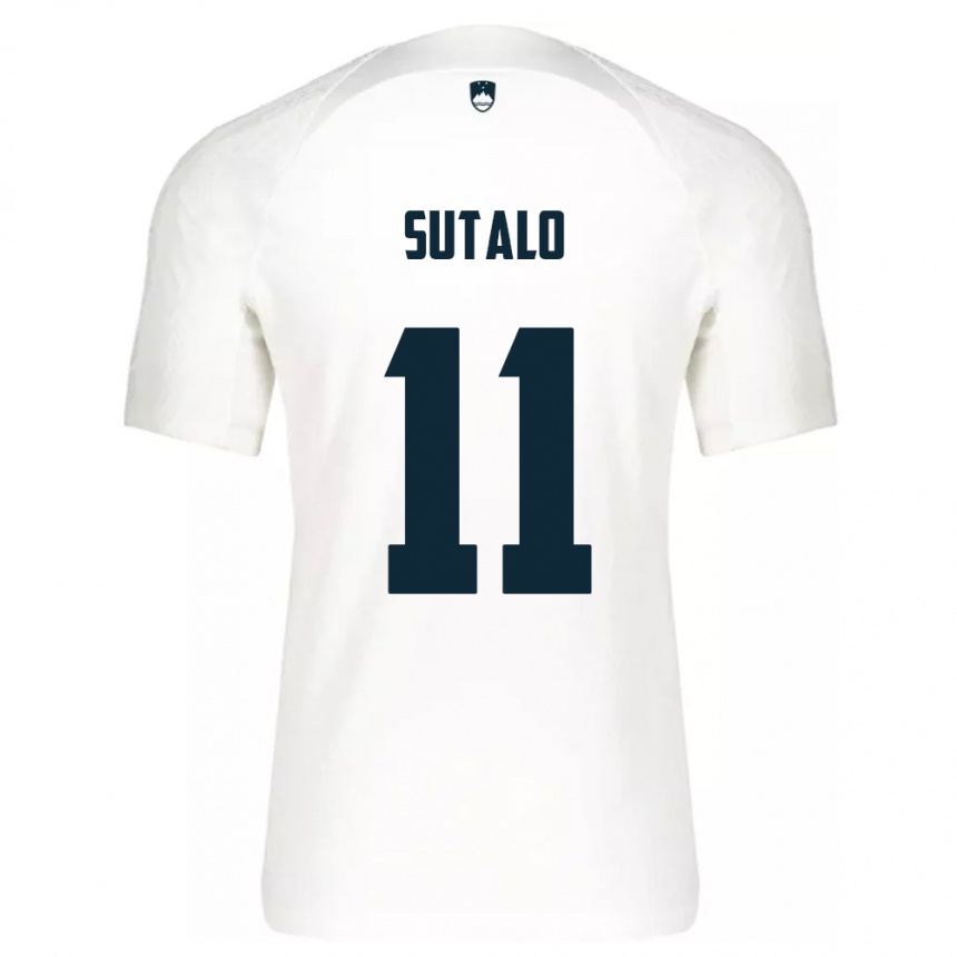 Niño Fútbol Camiseta Eslovenia Aleksej Sutalo #11 Blanco 1ª Equipación 24-26 Argentina