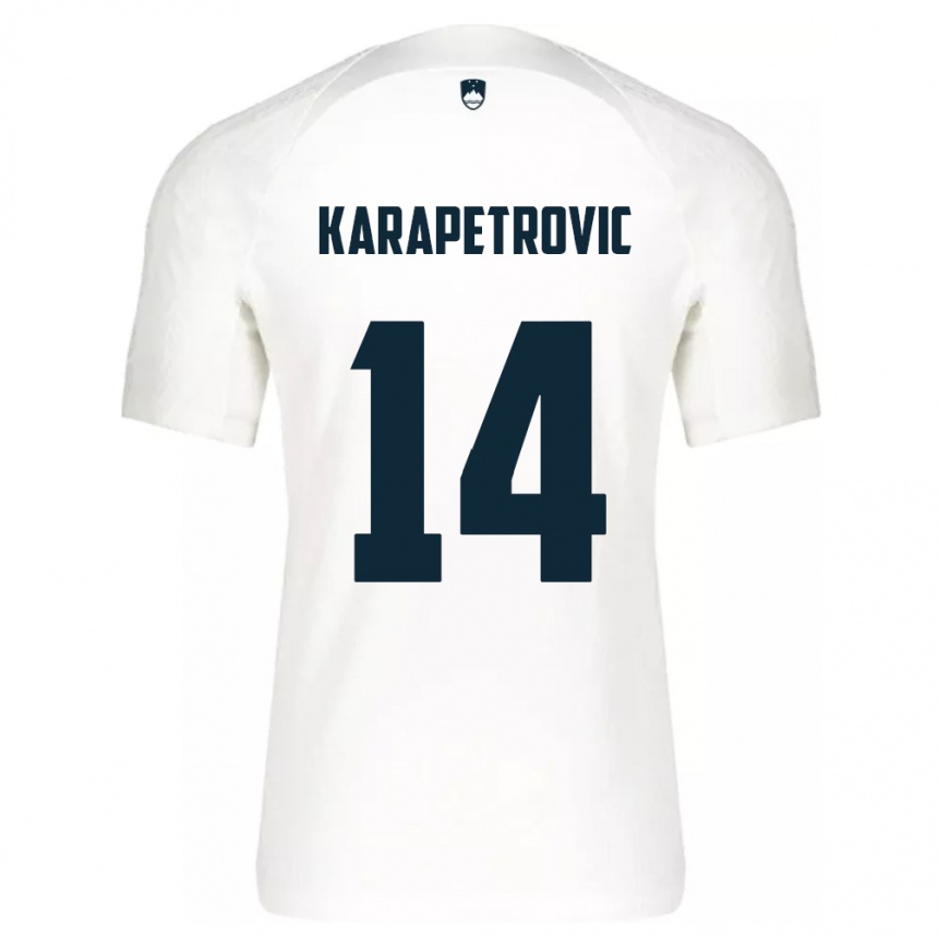 Niño Fútbol Camiseta Eslovenia Luka Karapetrovic #14 Blanco 1ª Equipación 24-26 Argentina