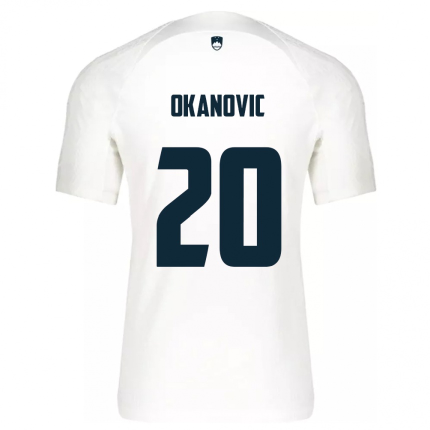 Niño Fútbol Camiseta Eslovenia Deen Okanovic #20 Blanco 1ª Equipación 24-26 Argentina