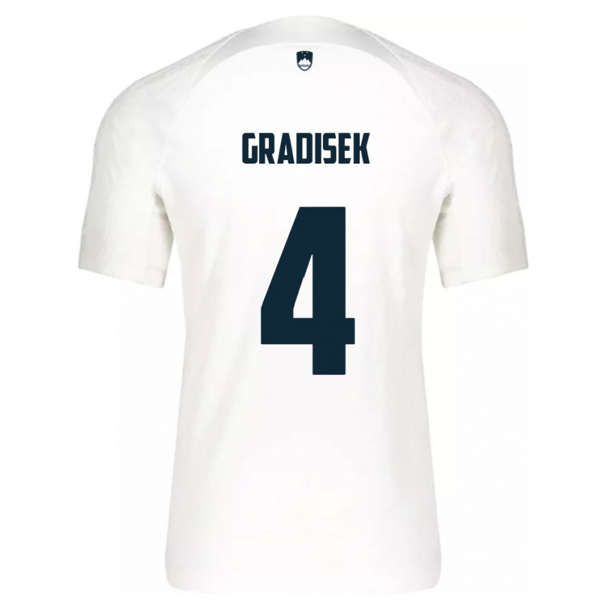 Niño Fútbol Camiseta Eslovenia Sara Gradišek #4 Blanco 1ª Equipación 24-26 Argentina