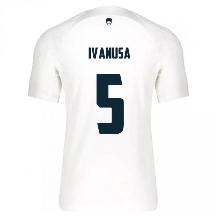 Niño Fútbol Camiseta Eslovenia Lara Ivanuša #5 Blanco 1ª Equipación 24-26 Argentina