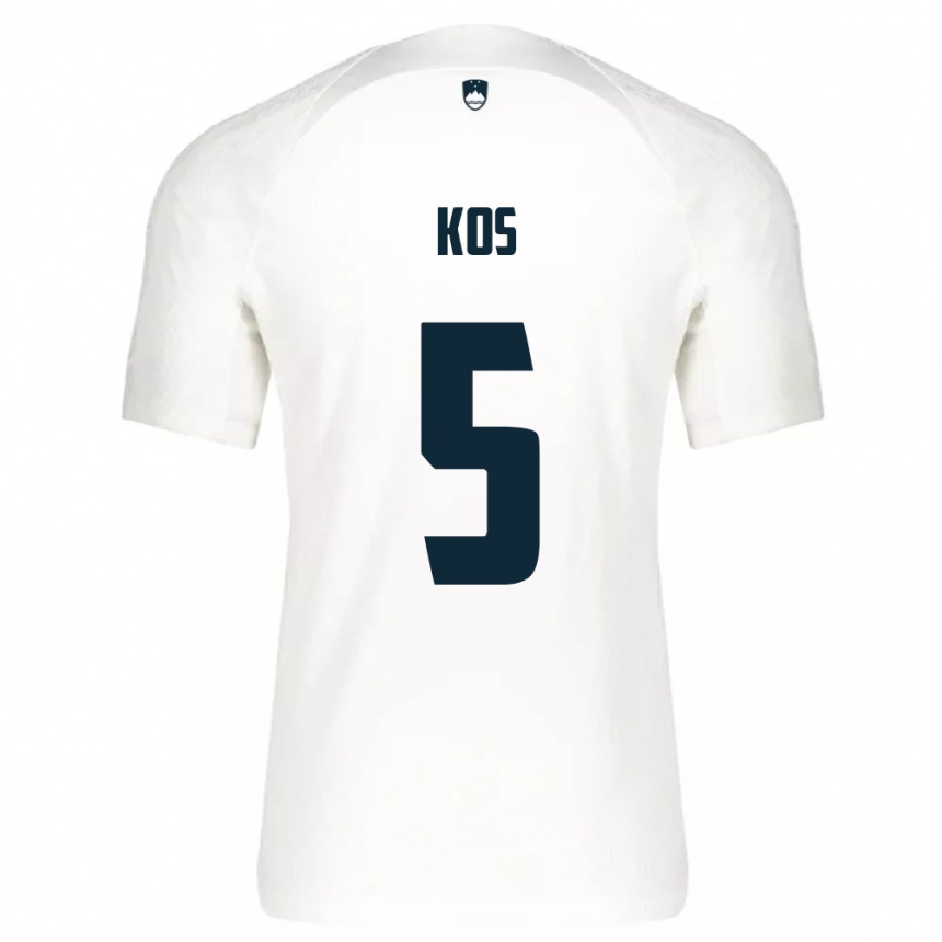 Niño Fútbol Camiseta Eslovenia Evelina Kos #5 Blanco 1ª Equipación 24-26 Argentina