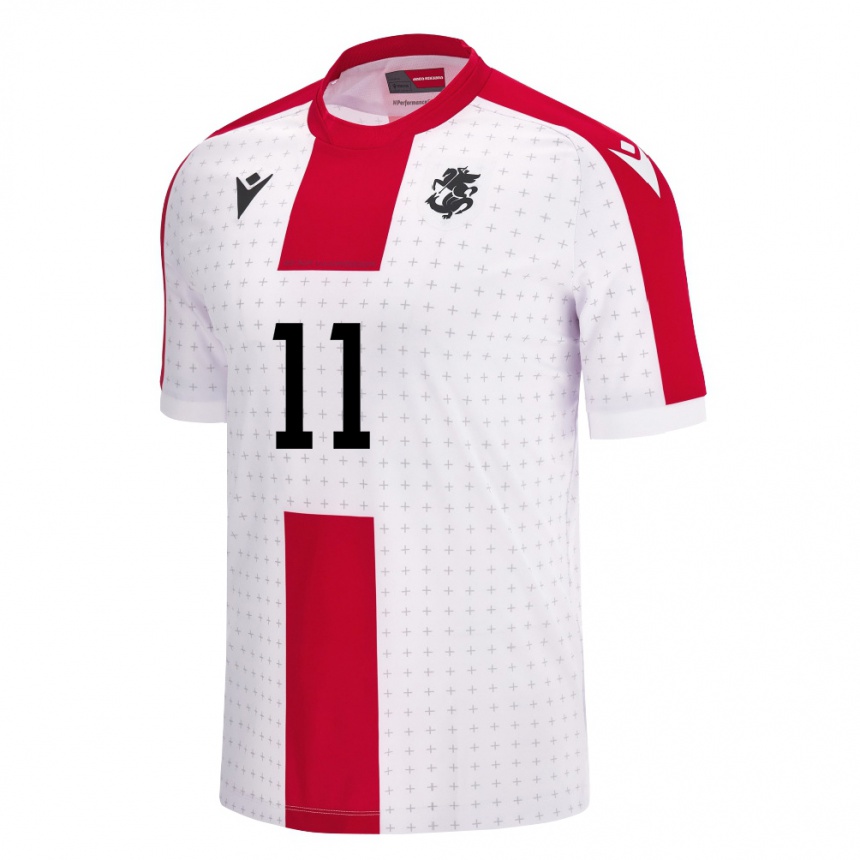 Niño Fútbol Camiseta Georgia Giorgi Kvilitaia #11 Blanco 1ª Equipación 24-26 Argentina