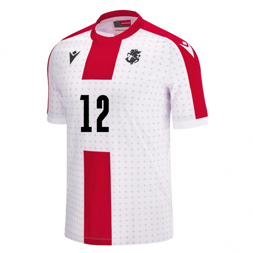 Niño Fútbol Camiseta Georgia Levan Tandilashvili #12 Blanco 1ª Equipación 24-26 Argentina