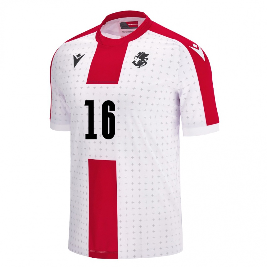 Niño Fútbol Camiseta Georgia Nika Kvekveskiri #16 Blanco 1ª Equipación 24-26 Argentina