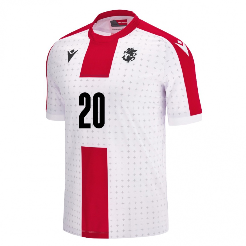 Niño Fútbol Camiseta Georgia Luka Latsabidze #20 Blanco 1ª Equipación 24-26 Argentina