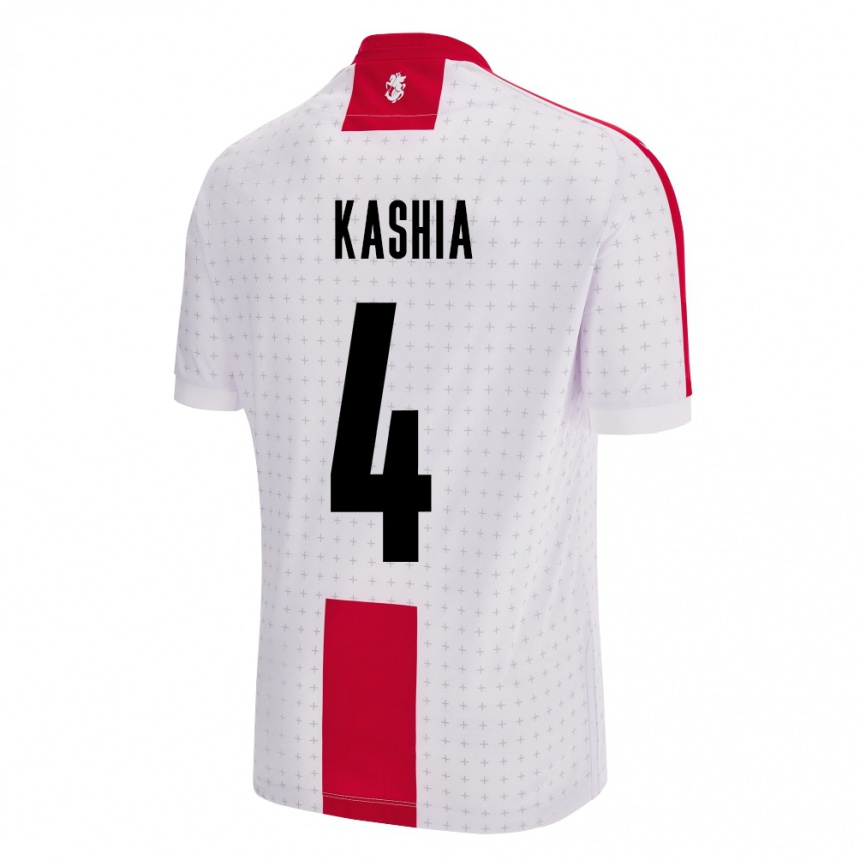 Niño Fútbol Camiseta Georgia Guram Kashia #4 Blanco 1ª Equipación 24-26 Argentina