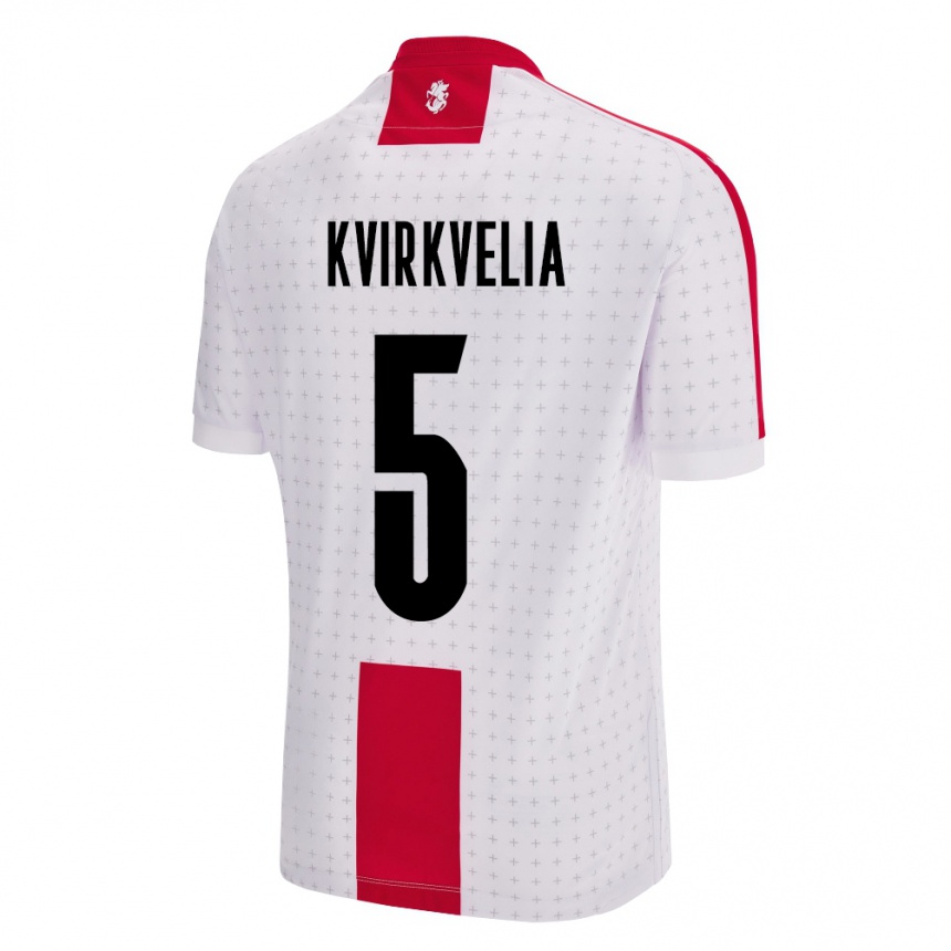 Niño Fútbol Camiseta Georgia Solomon Kvirkvelia #5 Blanco 1ª Equipación 24-26 Argentina