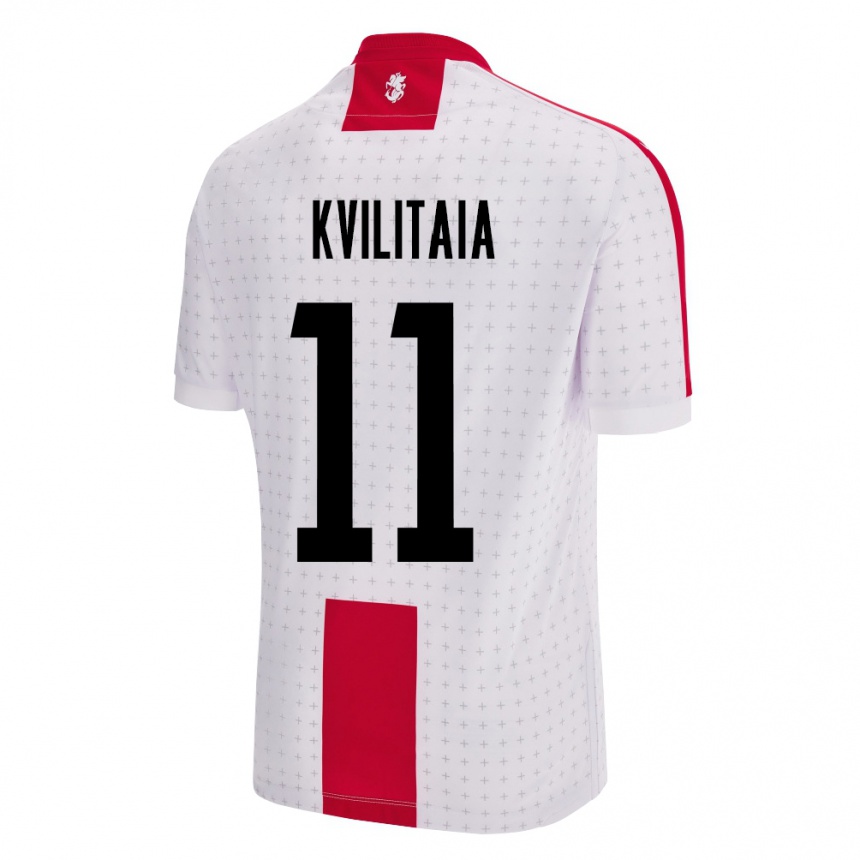 Niño Fútbol Camiseta Georgia Giorgi Kvilitaia #11 Blanco 1ª Equipación 24-26 Argentina