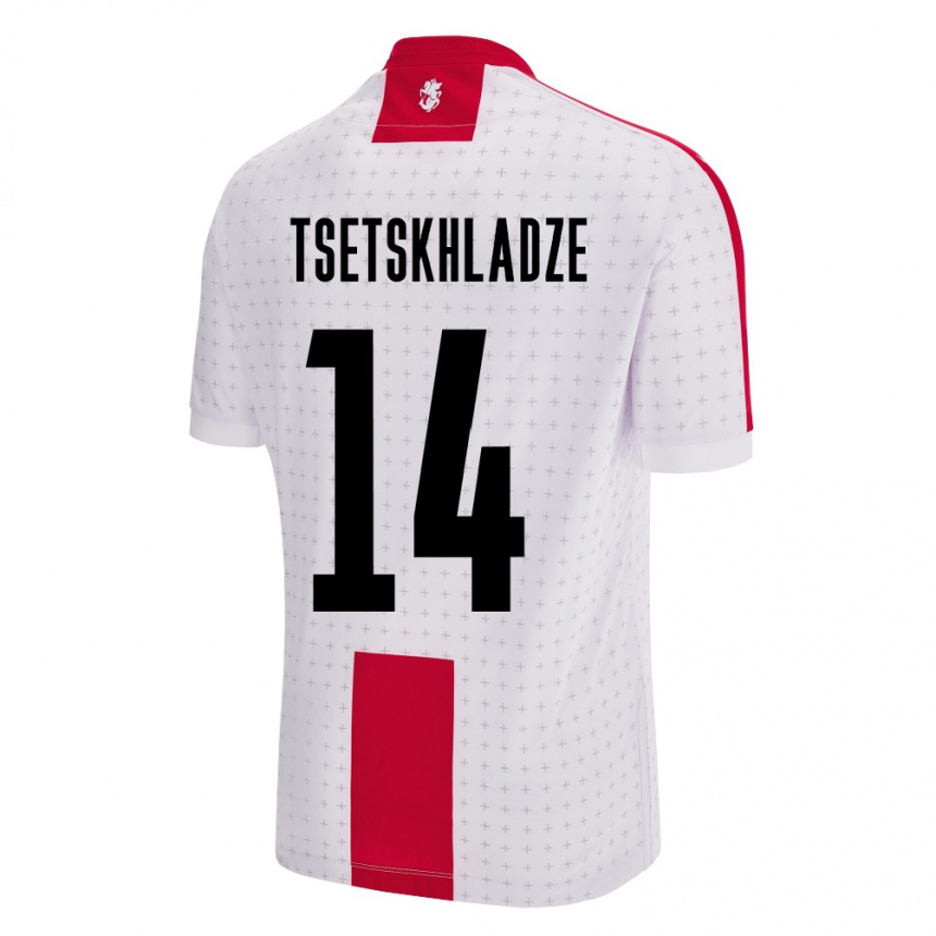 Niño Fútbol Camiseta Georgia Nikoloz Tsetskhladze #14 Blanco 1ª Equipación 24-26 Argentina