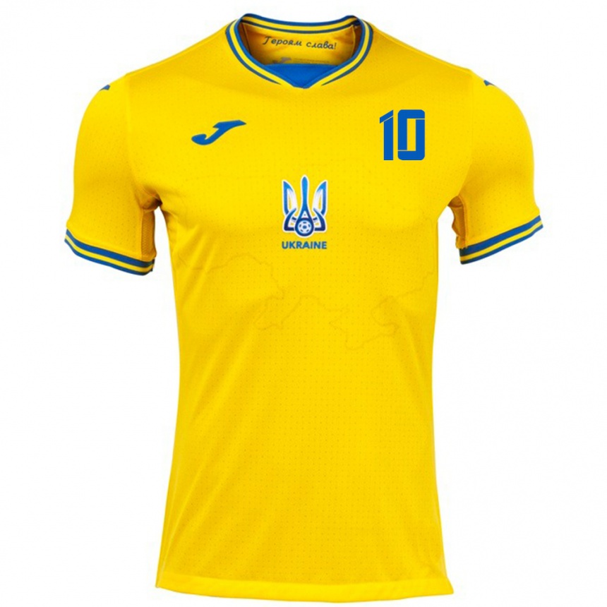 Niño Fútbol Camiseta Ucrania Yegor Yarmolyuk #10 Amarillo 1ª Equipación 24-26 Argentina