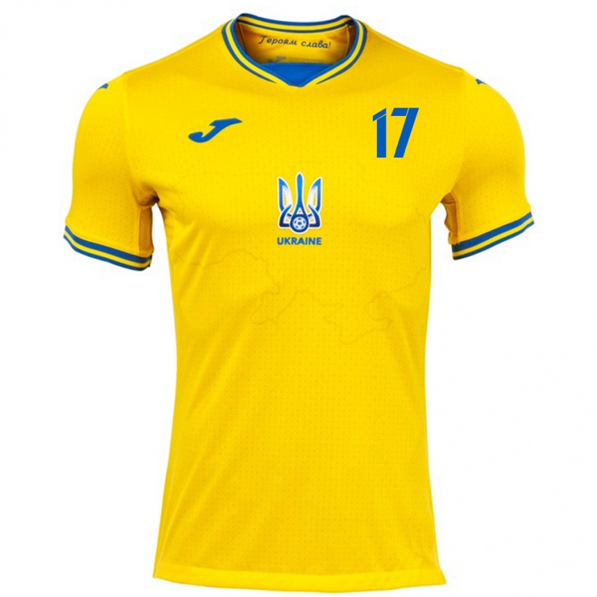 Niño Fútbol Camiseta Ucrania Ramik Gadzhyev #17 Amarillo 1ª Equipación 24-26 Argentina