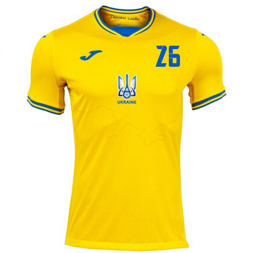 Niño Fútbol Camiseta Ucrania Bogdan Mykhaylichenko #26 Amarillo 1ª Equipación 24-26 Argentina