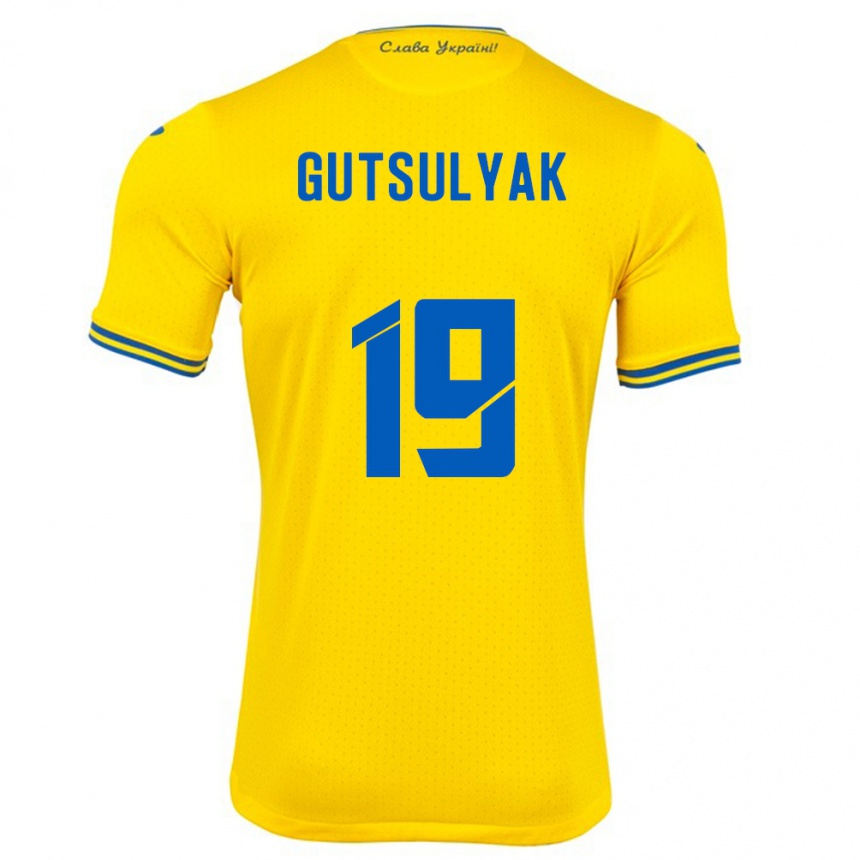 Niño Fútbol Camiseta Ucrania Oleksiy Gutsulyak #19 Amarillo 1ª Equipación 24-26 Argentina