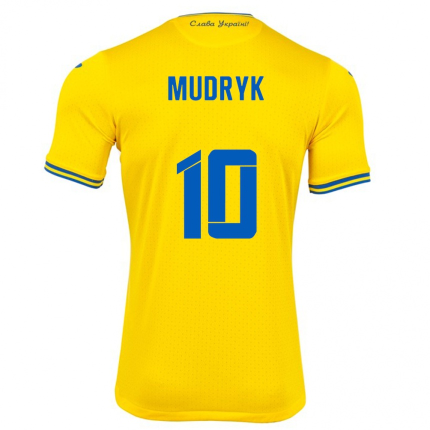 Niño Fútbol Camiseta Ucrania Mykhaylo Mudryk #10 Amarillo 1ª Equipación 24-26 Argentina