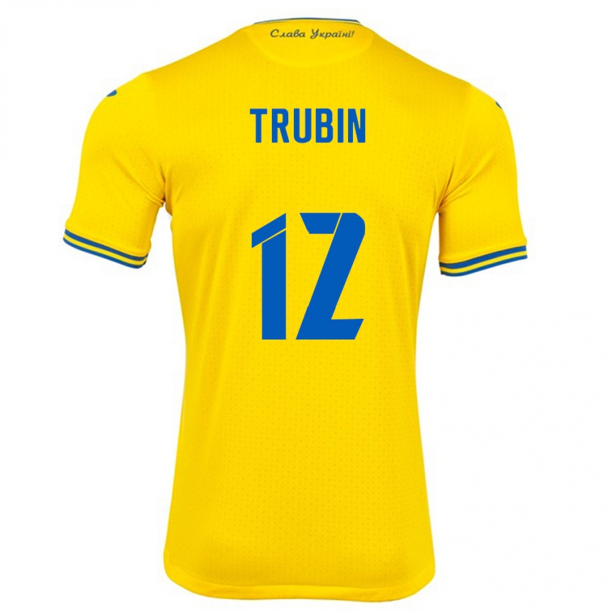 Niño Fútbol Camiseta Ucrania Anatoliy Trubin #12 Amarillo 1ª Equipación 24-26 Argentina