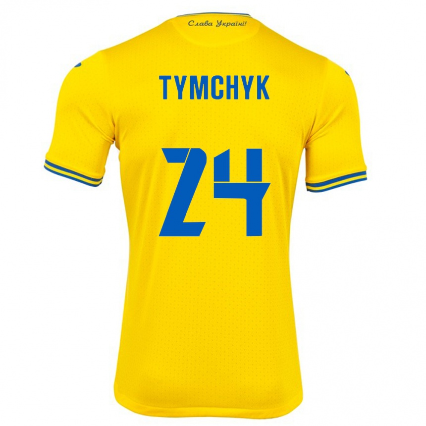 Niño Fútbol Camiseta Ucrania Oleksandr Tymchyk #24 Amarillo 1ª Equipación 24-26 Argentina