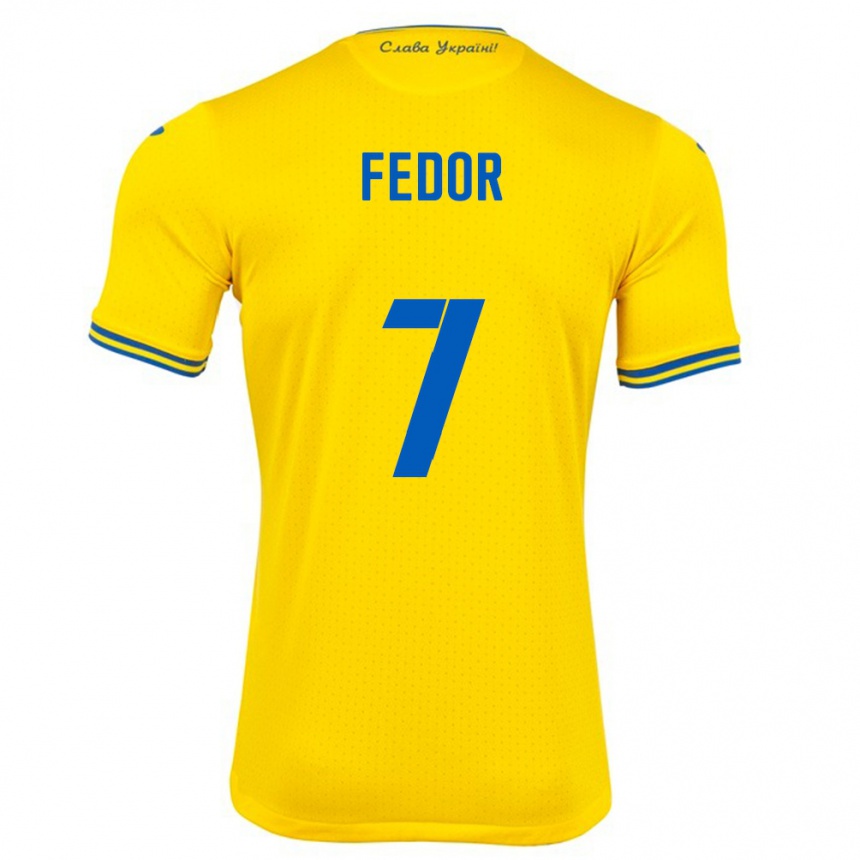 Niño Fútbol Camiseta Ucrania Oleg Fedor #7 Amarillo 1ª Equipación 24-26 Argentina