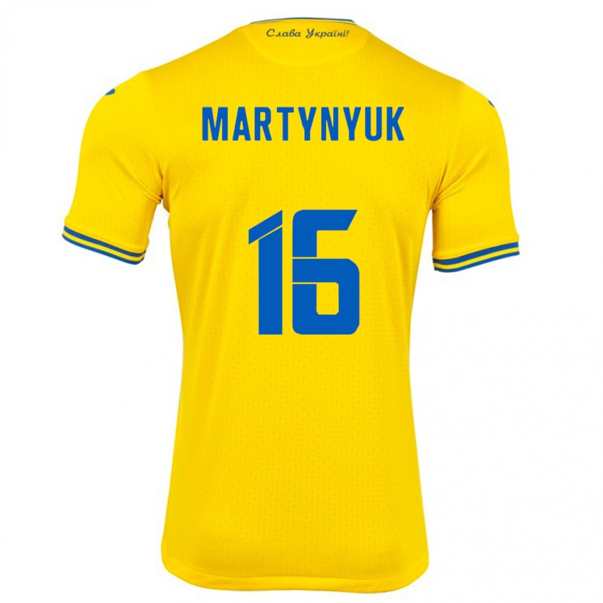 Niño Fútbol Camiseta Ucrania Oleksandr Martynyuk #16 Amarillo 1ª Equipación 24-26 Argentina