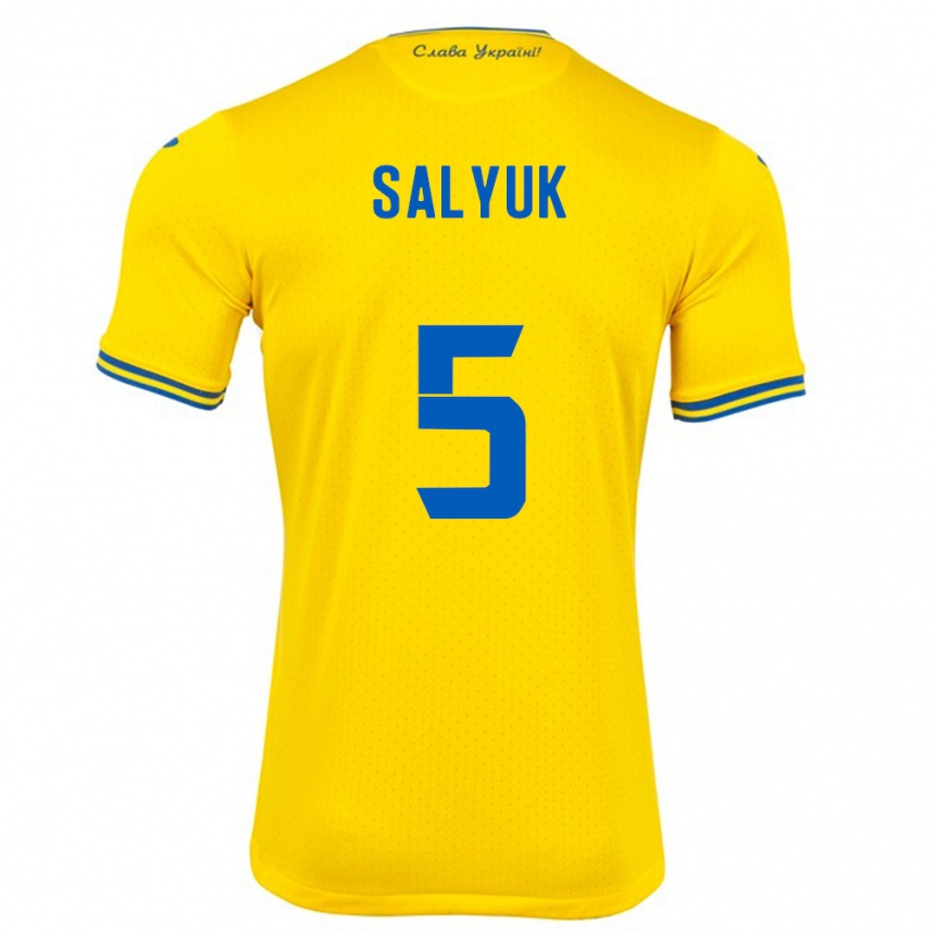 Niño Fútbol Camiseta Ucrania Volodymyr Salyuk #5 Amarillo 1ª Equipación 24-26 Argentina