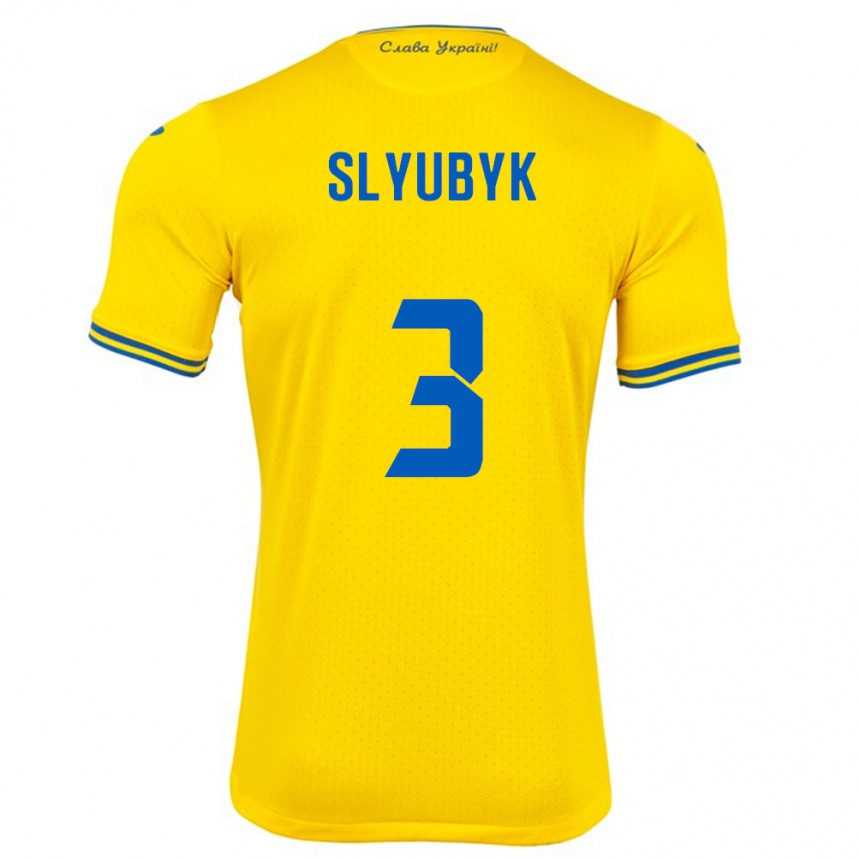 Niño Fútbol Camiseta Ucrania Bogdan Slyubyk #3 Amarillo 1ª Equipación 24-26 Argentina