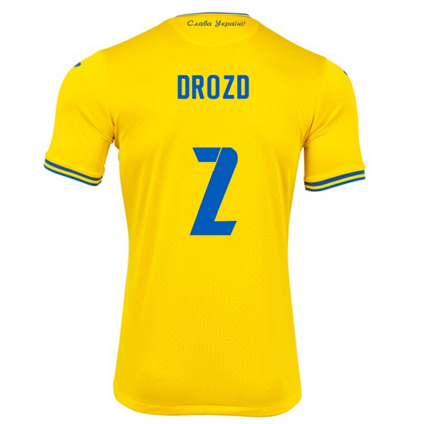 Niño Fútbol Camiseta Ucrania Anton Drozd #2 Amarillo 1ª Equipación 24-26 Argentina