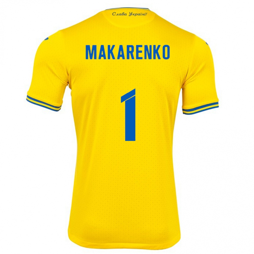 Niño Fútbol Camiseta Ucrania Nazar Makarenko #1 Amarillo 1ª Equipación 24-26 Argentina