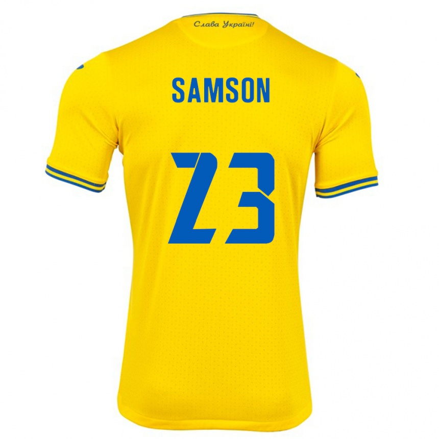 Niño Fútbol Camiseta Ucrania Kateryna Samson #23 Amarillo 1ª Equipación 24-26 Argentina