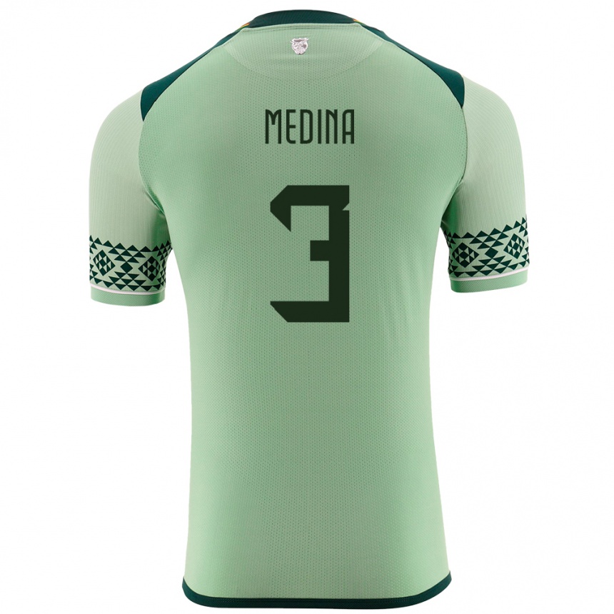 Niño Fútbol Camiseta Bolivia Diego Medina #3 Verde Claro 1ª Equipación 24-26 Argentina