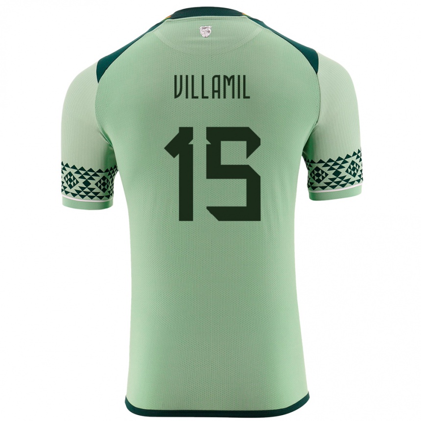 Niño Fútbol Camiseta Bolivia Gabriel Villamíl #15 Verde Claro 1ª Equipación 24-26 Argentina