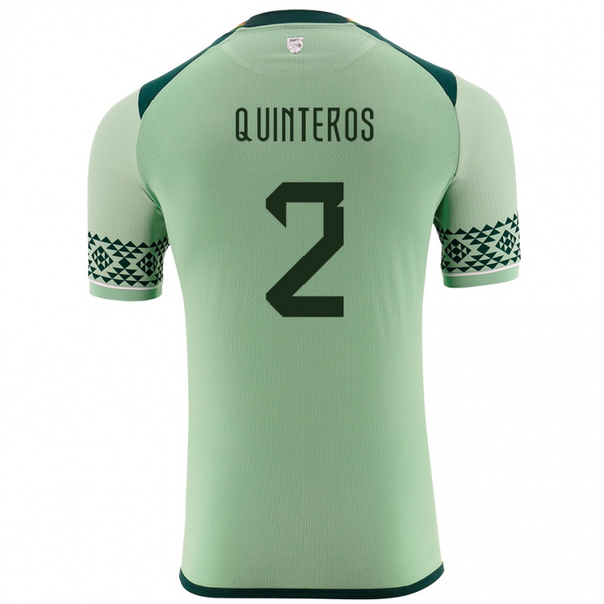 Niño Fútbol Camiseta Bolivia Jairo Quinteros #2 Verde Claro 1ª Equipación 24-26 Argentina