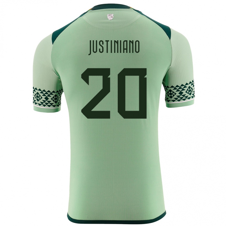 Niño Fútbol Camiseta Bolivia Leonardo Justiniano #20 Verde Claro 1ª Equipación 24-26 Argentina