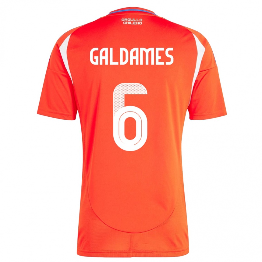 Niño Fútbol Camiseta Chile Thomas Galdames #6 Rojo 1ª Equipación 24-26 Argentina