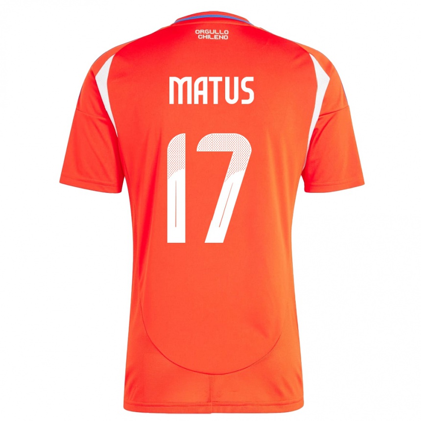 Niño Fútbol Camiseta Chile Esteban Matus #17 Rojo 1ª Equipación 24-26 Argentina