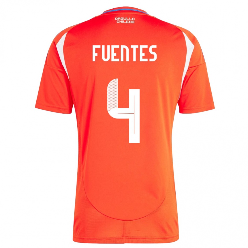 Niño Fútbol Camiseta Chile Karen Fuentes #4 Rojo 1ª Equipación 24-26 Argentina