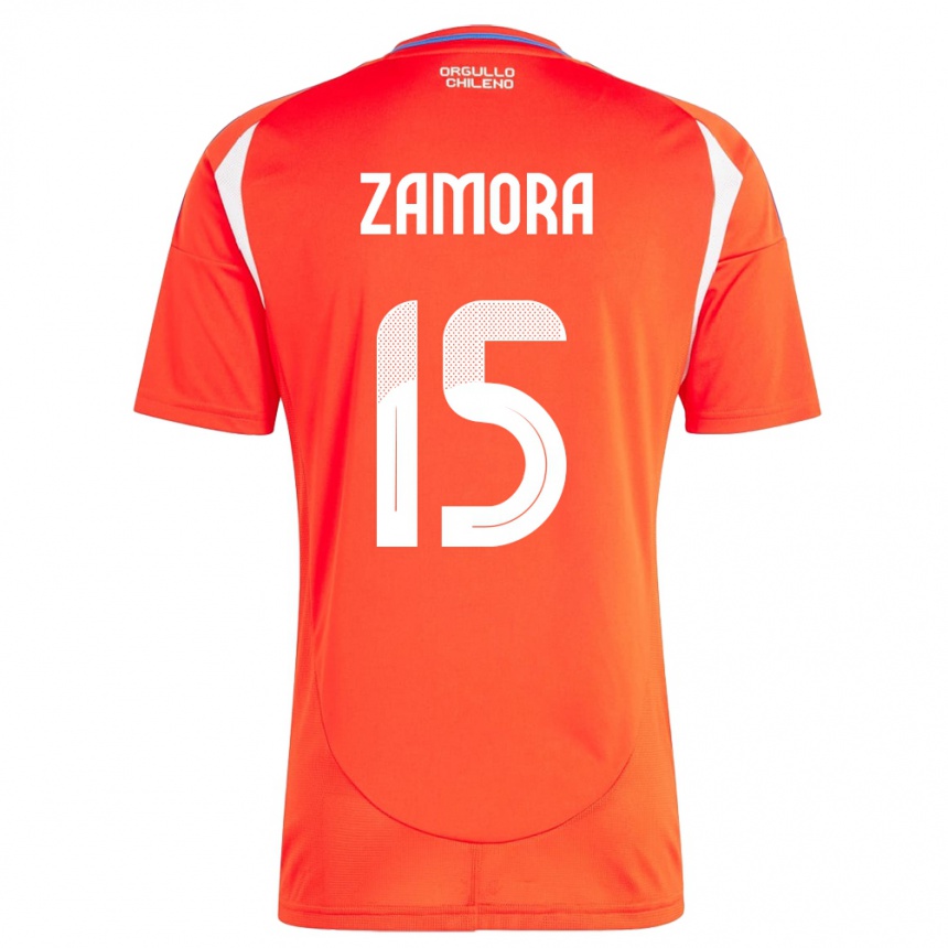 Niño Fútbol Camiseta Chile Daniela Zamora #15 Rojo 1ª Equipación 24-26 Argentina