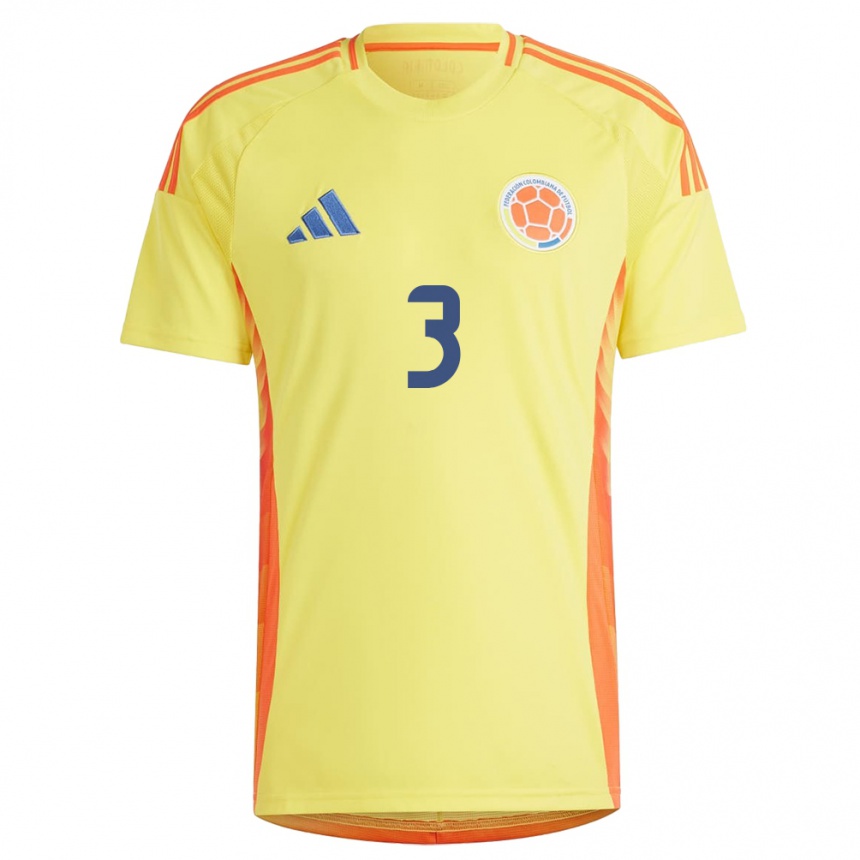 Niño Fútbol Camiseta Colombia Jhon Lucumí #3 Amarillo 1ª Equipación 24-26 Argentina