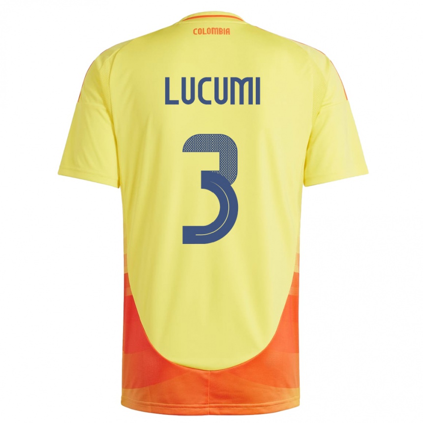 Niño Fútbol Camiseta Colombia Jhon Lucumí #3 Amarillo 1ª Equipación 24-26 Argentina