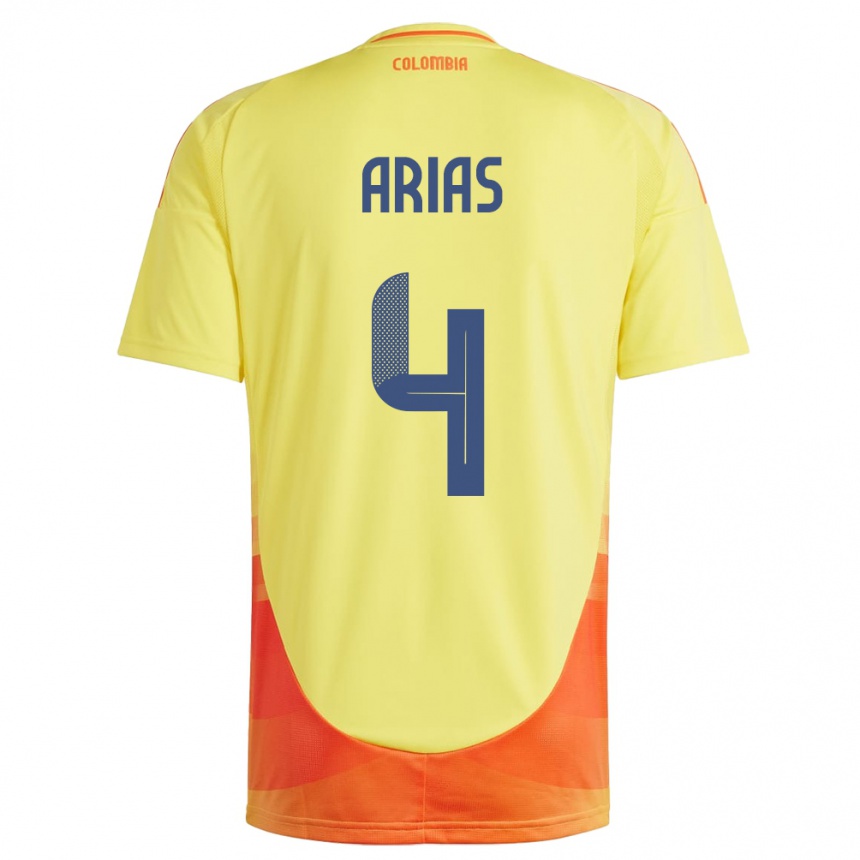 Niño Fútbol Camiseta Colombia Santiago Arias #4 Amarillo 1ª Equipación 24-26 Argentina